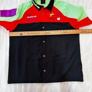 Jordan Air Team Jumpman Racecar Racing Button Up Short Sleeve Shirt Size M